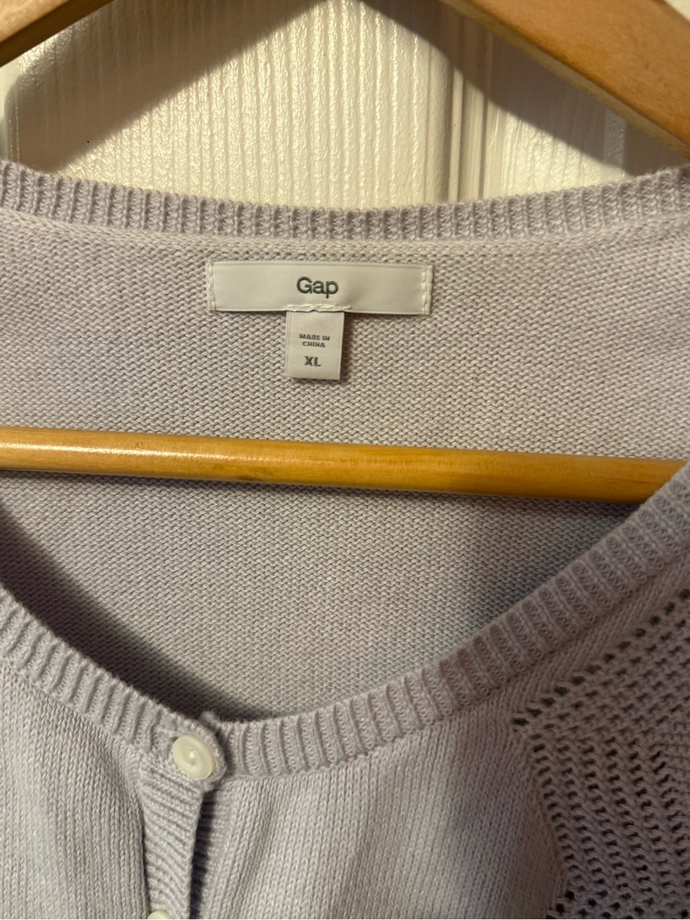 GAP Women's light grey Openwork Button-Front Cardigan - Picture 4 of 5